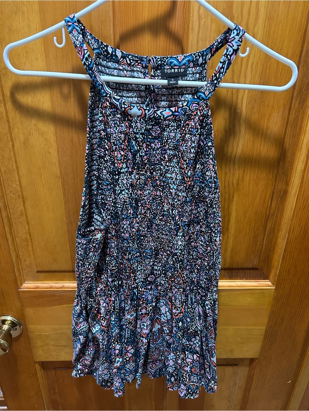 TORRID Black Multicolor Smocked Halter Top